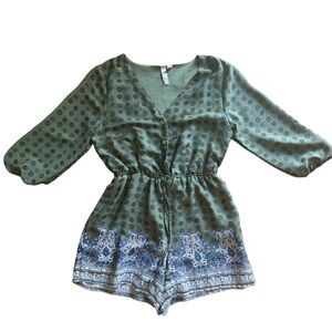 Green and Blue Patterned Romper